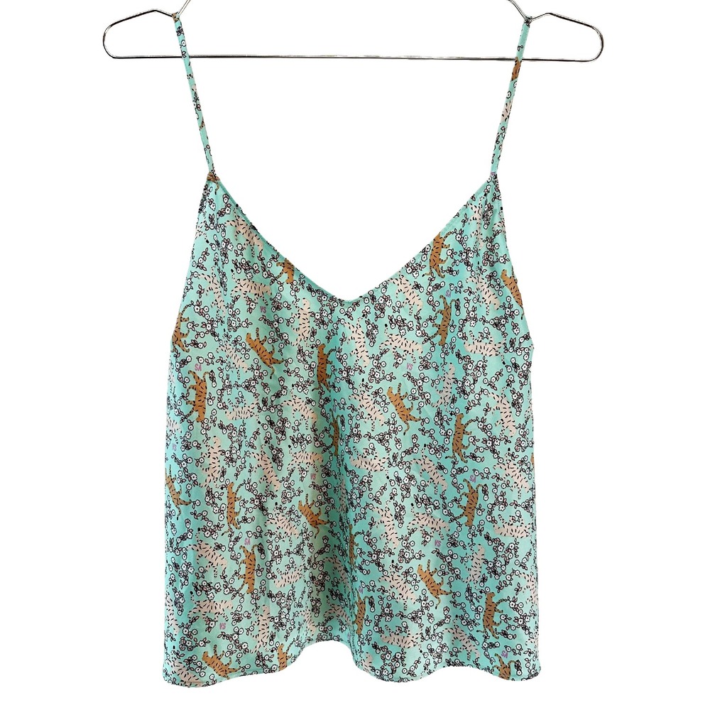VICTORIA'S SECRET Floral Tiger Satin Cami • Large • mint green